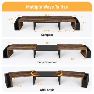 Solid Wood Multi Screen Monitor Riser Stand <b>Desktop</b> Storage Rack Office Organizer for Computer Workspace - Product Image 4