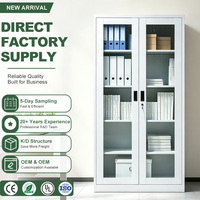 Archivador de Acero con Cerradura para Oficina, con 2 Puertas Batientes de Vidrio, Archivador Metálico Comercial para Almacenamiento de Archivos