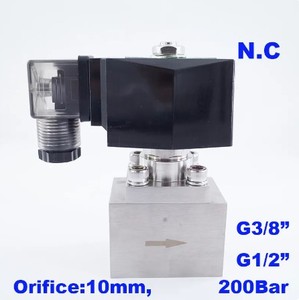 Hoyan 3/8 1/2 "200bar Orifício 10mm 2 Way Água De Alta Pressão Grande Válvula De Fluxo Válvula Solenóide