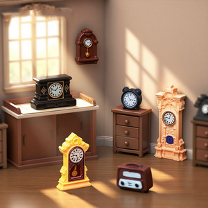 <b>Miniature</b> Home Appliances Retro Dollhouse Mini Simulated Resin <b>Clock</b> Figurines Ornaments for DIY Diorama Micro Landscape Craft - Product Image 4
