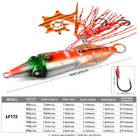WildTrek Leurre de pêche pour calamar, type jig, lumineux, 40g-200g, avec jupe en silicone nouée à la main et hameçon ultra-affûté