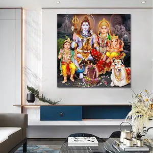 Lord Ganesha druckt Hindu-Götter-Bilder Glas plakate Kristall porzellan Wand kunst indische Götter Ganesha abstrakte Malerei