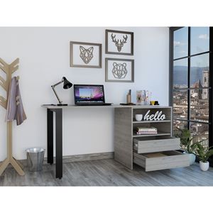 Light Gray 2-Drawer 2-Shelf <b>Computer</b> Writing <b>Desk</b> - Product Image 2