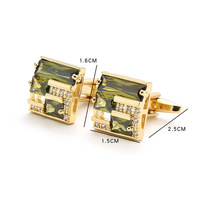 Boutons de manchette carrés en cristal doré pour homme, luxe léger, personnalisés, accessoire de chemise, idée cadeau pour mariage, fiançailles, fête