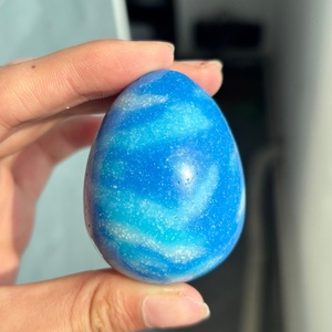 Piedra de Larimar Artificial Pulida al por Mayor, Cristal Curativo en Forma de Huevo para Regalos de Navidad y Halloween, Decoración para el Hogar y la Oficina - Product Image 1
