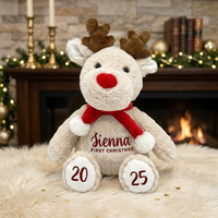Peluche cerf marron de 25 cm avec impression par transfert thermique, super douce en polyester, cadeau de Noël pour soulager le stress, conception de logo personnalisée