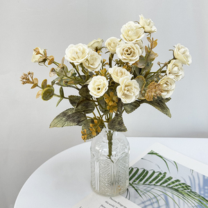 25 Tenedor 15 cabeza pequeña <span class=keywords><strong>Rosa</strong></span> seda de alta calidad Mini ramo de flores borde horneado tamaño pequeño-para graduación de boda - Product Image 5