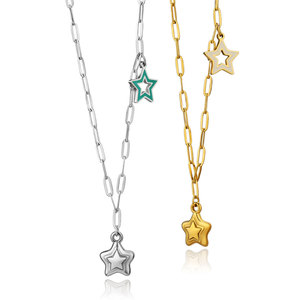 Collar con colgante de estrella de acero inoxidable 316L personalizado, chapado en oro de 14k y 18k, joyería de moda para mujer, venta al por mayor. - Product Image 4