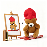Mini ours en peluche articulé CE, jouet de ski, petit ours en peluche brun articulé, jouet doux avec chapeau rouge de Noël