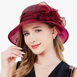 Verano Mujer Flor arco protector solar Kentucky Derby sombreros para mujer Iglesia boda playa gorra de sol - Product Image 1