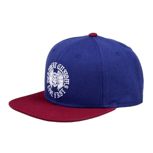Werkseitige Lieferung von 2 Tone Snapback Hats Navy Blue Red Baumwoll kappe mit roter Krempe - Product Image 3