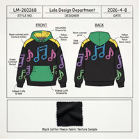 Sweat-shirt à capuche pour homme OEM ODM avec imprimé notes de musique néon, multicolore, style streetwear, en coton
