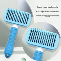 Brosse de toilettage auto-nettoyante écologique Snowspaws OEM ODM Hiphoppet pour chiens et chats, en acier inoxydable, modèle DT920