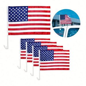 Venta al por Mayor de Banderas para Ventana de Auto de 12x18 Pulgadas, Económicas, 100% Poliéster, de Una o Dos Caras, con Impresión de Logotipo Personalizado y Asta - Product Image 4