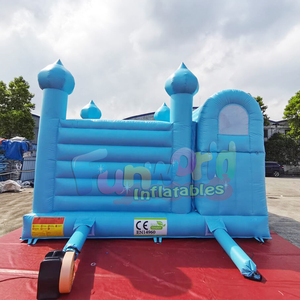 Château gonflable commercial pour enfants, avec toboggan, bleu, pour fêtes en plein air - Product Image 6