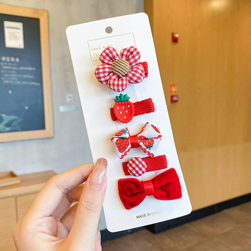 22# red five-petal flower 5-piece set