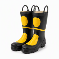Bottes de pompier en caoutchouc noir et jaune, modèle à enfiler, pour la lutte contre les incendies, la sécurité, les secours en cas d'urgence, les produits chimiques dangereux