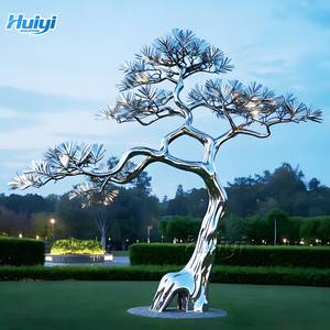 تمثال شجرة الصنوبر المخصص من الفولاذ المقاوم للصدأ، تمثال معدني مصقول كالمرآة لتزيين الحدائق الخارجية والفنادق والمناظر الطبيعية - Product Image 5