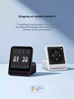 Moniteur de qualité de l'air intelligent Qingping OLED avec 2 capteurs, détecteur PM2.5, TVOC, étanche, moniteur de bruit, de poussière, horloge, batterie, barre en plastique