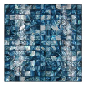 KASARO Carreau de mosaïque de coquillages bleu nacre pour piscine Carreaux de mosaïque de coquillages de natation
