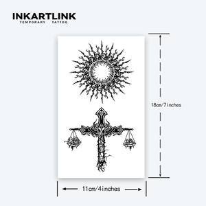 INKARTLINK Pegatina de tatuaje para el cuerpo, diseño de Balanza de la Justicia, resistente al agua, ecológica, de larga duración (15 días), a granel - Product Image 4