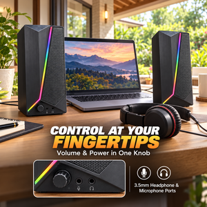 2.0 Channel Computer <b>Speakers</b> With USB Power 3.5mm Stereo Jack 2-Inch Drivers And Plug And Play Desktop Setup For PC <b>Accessories</b> - Product Image 2