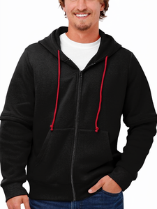 OEM Service Custom Logo Winter Men Solid Color Zipper-Up Hoodie <b>Sweatshirt</b> Men - Product Image 6