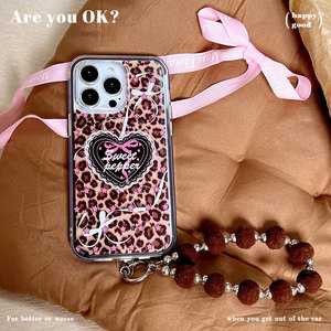 <span class=keywords><strong>Coque</strong></span> de téléphone antichoc deux-en-un en acrylique étincelant à motif léopard en forme de cœur pour <span class=keywords><strong>iPhone</strong></span> 17 et 16 Pro Max - Product Image 3