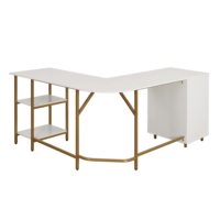 Bureau d'ordinateur bicolore moderne en forme de L avec tiroirs et étagères de rangement pour bureau à domicile dans les villas Vente en gros d'usine
