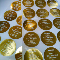 Etiqueta Adhesiva con Logotipo Dorado Metálico Mate Impreso, Impresión Personalizada, Etiqueta Redonda con Lámina Dorada 3D