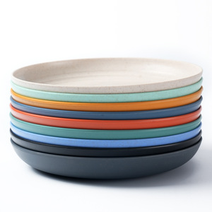 Assiettes à dîner incassables biodégradables assiette ronde en paille de blé vaisselle écologique assiettes alimentaires plat à collation rond en <span class=keywords><strong>plastique</strong></span> - Product Image 5