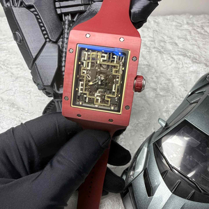 Nouvelle version la plus récente 16-02, montre mécanique automatique à cadran labyrinthe rouge carré creux, montre de luxe pour hommes - Product Image 2