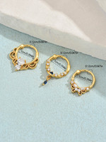 Populaire Anneau de nez clicker en acier inoxydable pour septum, avec étoile bleue en zircone cubique, plaqué or 18 carats, Bijoux de piercing corporel en gros