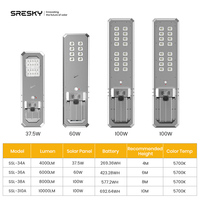 SRESKY Lámparas Solares para Exteriores, Foco LED Solar de 40w 60w 80w 100w, Lámpara Solar IP65 Impermeable, Farola Solar