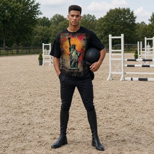 2026 Summer New Arrival Men's Oversized Character Print Crew Neck Short Sleeve Knitted 100% Cotton Hip Hop <strong>T</strong>-<strong>Shirt</strong> Eco-Friendly - Product Image 6