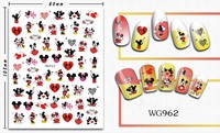 Hot New 3D Mickey Minnie Mouse Saint Valentin Nail Stickers Love Manucure Adhésif Stickers-Fait de papier et de plastique