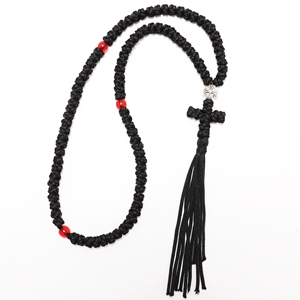 <span class=keywords><strong>Collana</strong></span> del <span class=keywords><strong>rosario</strong></span> con corda di preghiera ortodossa fatta a mano con 100 nodi monaci monastici per cristiani brojanica komboskini nappe - Product Image 1
