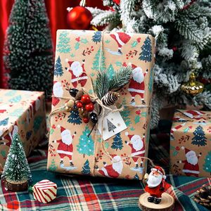 Papel de Regalo Navideño Kraft con Diseño de Árbol de Navidad y Santa Claus, 17 Pulgadas x 32.8 Pies, Papel Reciclable para Manualidades y Regalos, Uso Festivo - Product Image 3