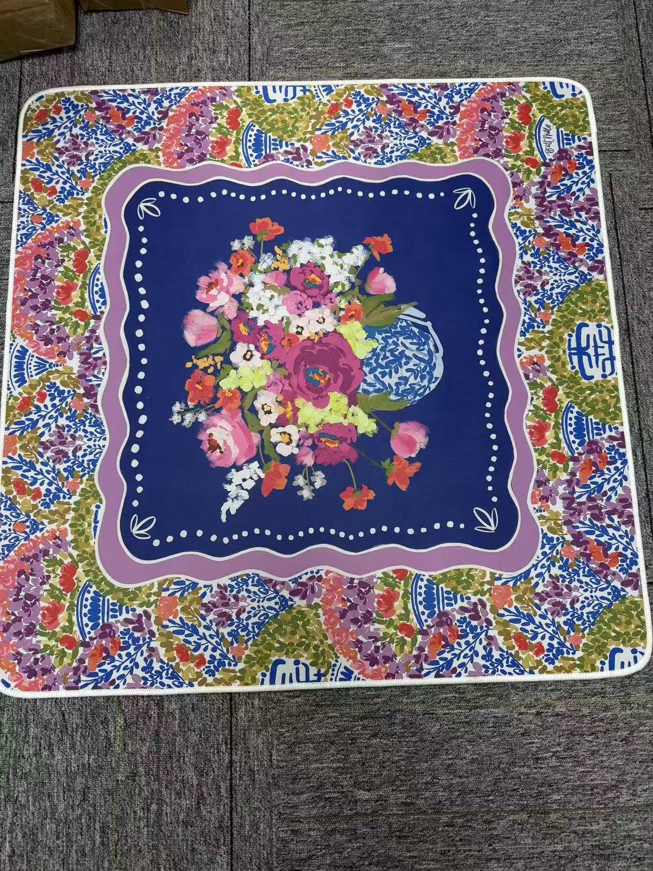 Preppy Royal Blue Purple Border Colorful Wildflower