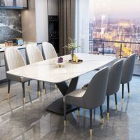 Ensemble de table et chaises de salle à manger carrées en pierre, élégant, luxueux, moderne, 4 à 6 places, meubles de salon en métal, dernières tendances