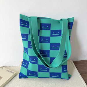 MOQ 100 pièces Sac à bandoulière tricoté tendance pour femme, grand sac fourre-tout décontracté, sac à main style coréen pour le <span class=keywords><strong>shopping</strong></span> et les cadeaux - Product Image 1