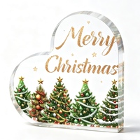 Plaque en acrylique transparente en forme de cœur pour décoration de table, texte et logo personnalisés, idéale pour Noël, la fête des Mères, cadeau pour la maison - Vente en gros