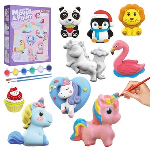 Artesanía para Niños, Mini Muñeca de Colorear Educativa, Dinosaurio Unicornio, Kit de Dibujo Creativo con Moldes de Yeso para Pintar - Product Image 1