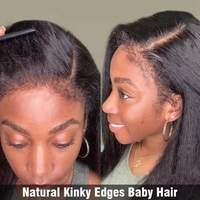 Perruques de cheveux naturels bruts Kinky Straight, 100 % cheveux humains, Lace Front 40 pouces, Perruque Kinky Straight 13x6 avec bords 4c
