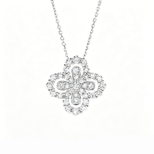 Collier de bijouterie personnalisée SGARIT, or 18 carats, diamant de laboratoire, pendentif trèfle à quatre feuilles porte-bonheur, ensemble de bijoux avec halo de diamants. - Product Image 1