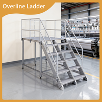 Plataforma de Trabajo de Aluminio Resistente para Cuartos Limpios, Segura para Alimentos, con Barandillas de Seguridad Completas