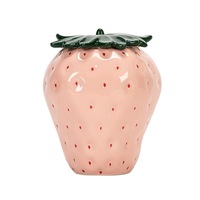 Aangepaste Groothandel Roze En Rode Aardbei Vorm Fruit Vorm Keramische Koffie Thee Suiker Opslagcontainer Voor Keuken