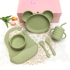 จานชามซิลิโคนลาย<span class=keywords><strong>แพนด้า</strong></span><span class=keywords><strong>ขาย</strong></span>ส่งยอดนิยม พร้อมส้อมและช้อนสำหรับเด็ก ชุดอาหารซิลิโคนสำหรับเด็ก รับทำโลโก้ตามสั่ง - Product Image 5