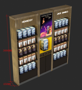Vitrine en bois sur mesure avec éclairage, meuble porte-vin pour salle d'exposition commerciale, présentoir à vin - Product Image 1