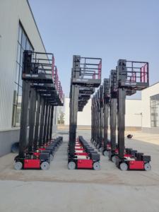 Elevadores de hombre hidráulicos alimentados por batería de CC de 8m, manejables a altura completa, plataforma de trabajo de altura autopropulsada de 6,8 M, escalera de elevación eléctrica - Product Image 5